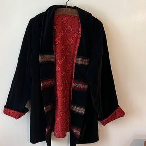 Vintage boho handmade relaxed fit velvet reversible jacket.